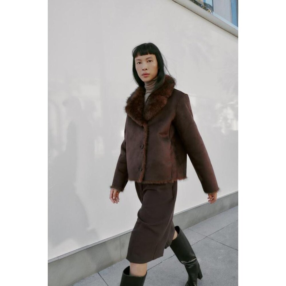ZARA REVERSIBLE DOUBLE-FACED FAUX FUR JACKET